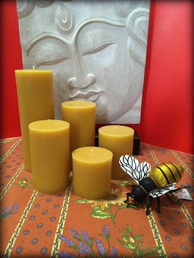 Pure Beeswax Pillar Candles – 3″ width – Buddha And The Bees